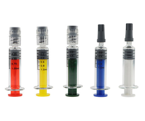 Borosilicate Glass Custom Weed Pack 1ml Colored Luer Lock Syringe For Concentrate Oil
