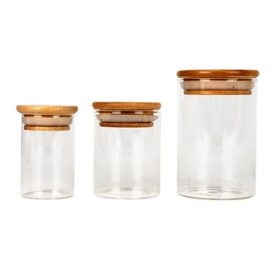 Airtight Food Borosilicate Glass Storage Jars For Herbs Tea