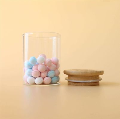 3oz Wood Suction Lid Borosilicate Glass Jar Canister For Storage Display