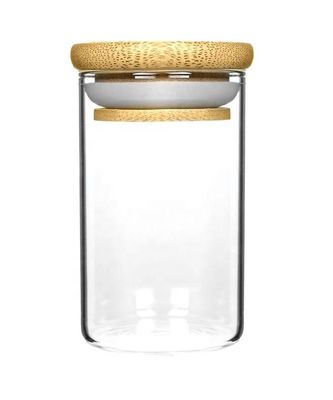 Bamboo Wood Lid Round Kitchen Food Storage Jar High Heat Resistance