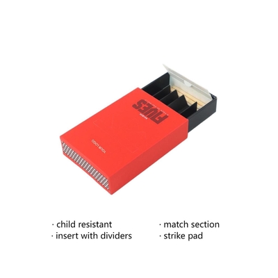 Custom Child Safe Slide Drawer Cigatette Paper Box Packaging for Pre-Rolled Cones