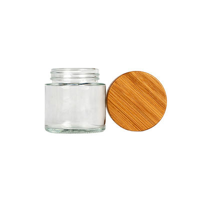 3oz Clear Glass Weed Jar With Bamboo Lid 3.5 Gram Glass 8th Jar