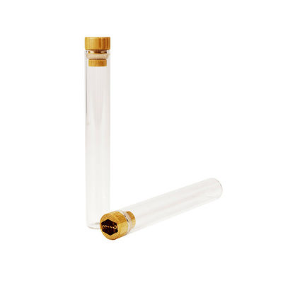 16x110mm Clear Glass Pre Roll Tube With Bamboo Lid Smell Proof