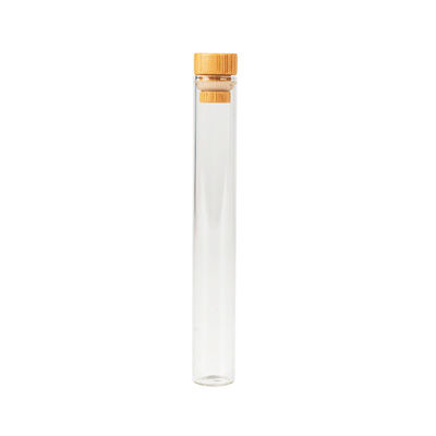 16x110mm Clear Glass Pre Roll Tube With Bamboo Lid Smell Proof