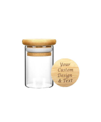 Food Storage Borosilicate Glass Spice Jar With Bamboo Lid For Herbs Noodles Flour Cereal