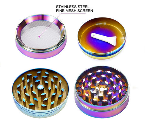 4 Layers Rainbow Metal Herb Tobacco Grinder Portable Zinc Alloy