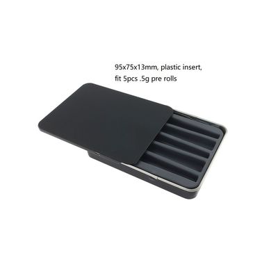 Rectangular Sliding Child Resistant Tin Box For 5pcs Prerolls