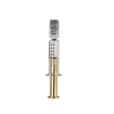 Gold Silver Metal Plunger 1ml Glass Syringe Luer Lock Leak Free