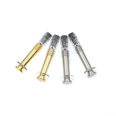 Borosilicate glass 1mL Luer Lock Syringe With Metal Silver Or Metal Gold Plunger