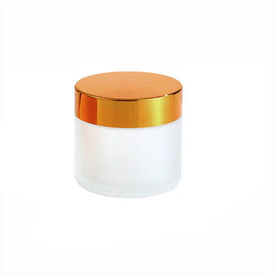 2oz Child Resistant Frosted Clear Glass Jar with Gold Lid