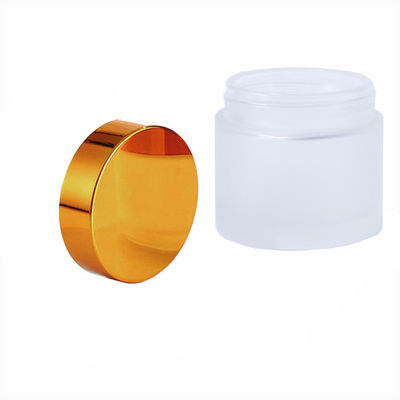 2oz Child Resistant Frosted Clear Glass Jar with Gold Lid