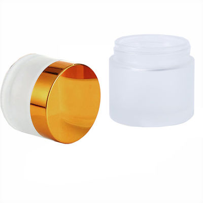 2oz Child Resistant Frosted Clear Glass Jar with Gold Lid