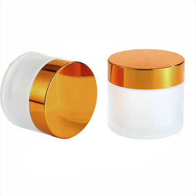 2oz Child Resistant Frosted Clear Glass Jar with Gold Lid