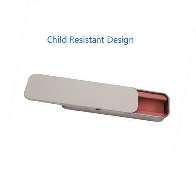 Small Sliding Child Resistant Tin Box For Infused Tablets Prerolls And Cartridge