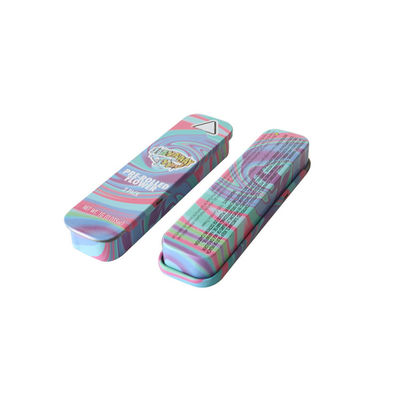Small Sliding Child Resistant Tin Box For Infused Tablets Prerolls And Cartridge