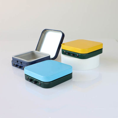 Customized Printing Square Tin Box Child Resistant Hinged Mint Tin 50 x 50 x 15 mm