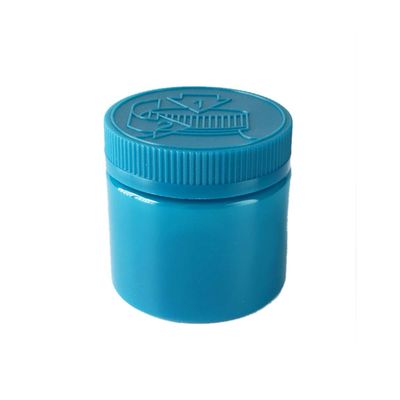 6oz Blue Plastic Weed Jar with Push Down &amp; Turn Child Proof Caps
