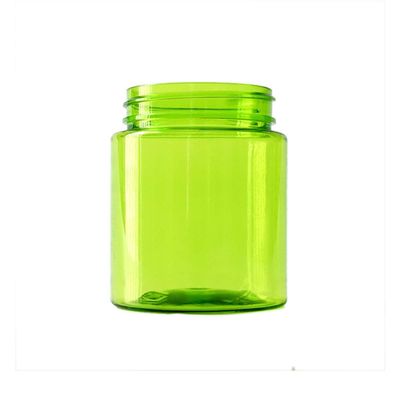 Transparent Green 4oz  Plastic Jar PET Child Resistant Jar For 5g 6g Flower