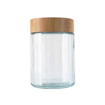 18oz Bamboo Lid Glass Jar Childproof Marijuana Packaging Big canabiss Flower Jar