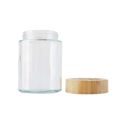 18oz Bamboo Lid Glass Jar Childproof Marijuana Packaging Big canabiss Flower Jar