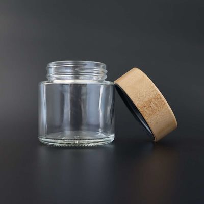 2-6oz Glass Weed Stash Jar Child Proof Bamboo Lid Glass 8th Jar