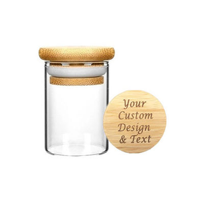 Multiple Sizes Clear Glass Borosilicate Jar With Bamboo Silicone Sealed Lid 