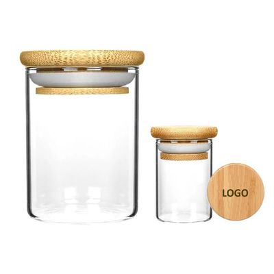 Heat Resistant High Borosilicate Glass Container With Bamboo Lid For Kitchen