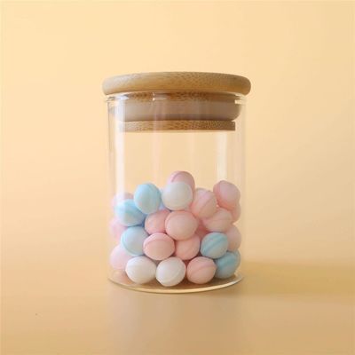 3oz Wood Suction Lid Borosilicate Glass Jar Canister For Storage Display