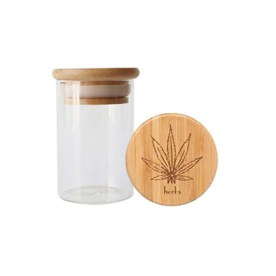 Transparent Clear High Borosilicate Glass Jar with Bamboo Wood Lid