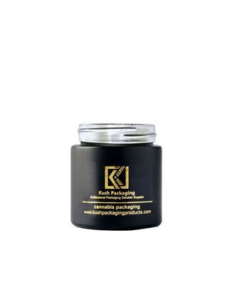 Matte Black Glass Airtight Weed Jar With Gold Lid For  3oz