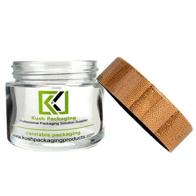 2oz CBD Bamboo Lid Glass Jar Clear Glass Weed Jar Child Proof