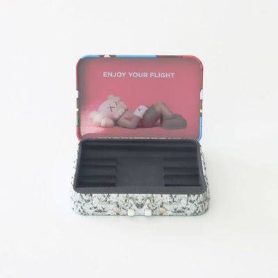 Childproof Preroll Child Resistant Cigarette Metal Hinged Tin Box With Silicon Insert