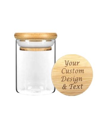 Transparent Clear High Borosilicate Glass Jar with Bamboo Wood Lid