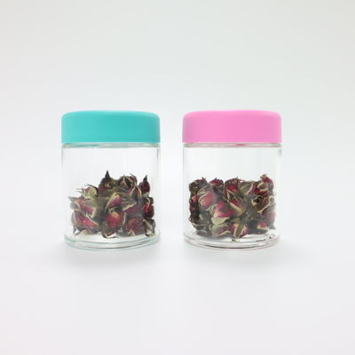 2oz 3oz Custom Logo Glass Weed Holder Jar With Child Resistant Screw Cap