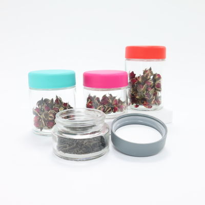 Smooth Round Glass Weed Flower Candy Storage Container With Child Resistant Screw Cap