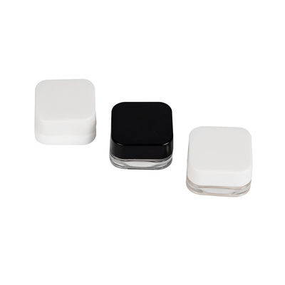 5ml Child Resistant Qube Clear Glass Concentrate Jar w/ Black White Cap