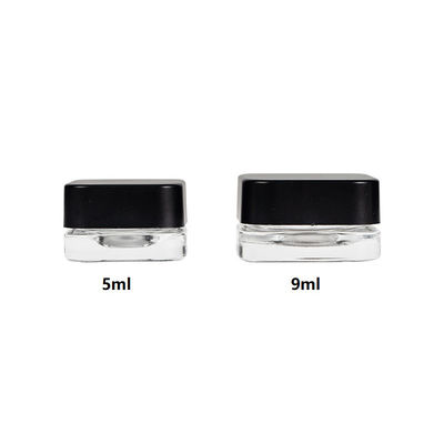 Child Resistance Certified 5ml Concentrate Glass Jar with CR Screw Cap 5ml 9ml Square Jar