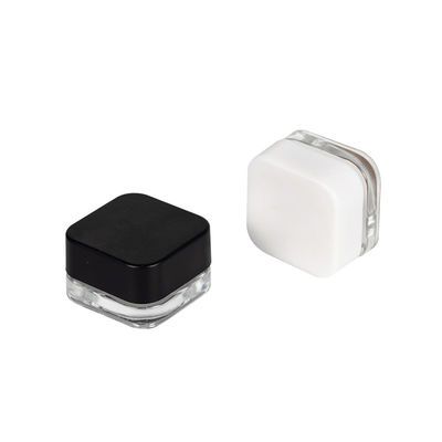 5ml Child Resistant Qube Clear Glass Concentrate Jar w/ Black White Cap