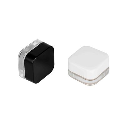 5ml Child Resistant Qube Clear Glass Concentrate Jar w/ Black White Cap
