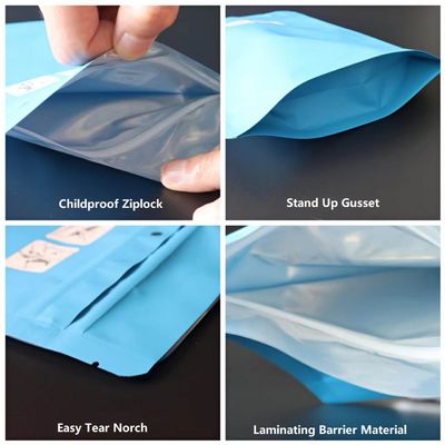 Child Resistant Mylar Weed Packaging with Customized Logo and Childproof Zipper Top