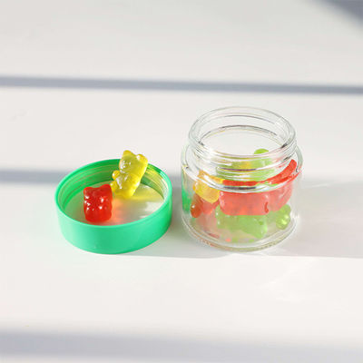 Smooth Round Glass Weed Flower Candy Storage Container With Child Resistant Screw Cap