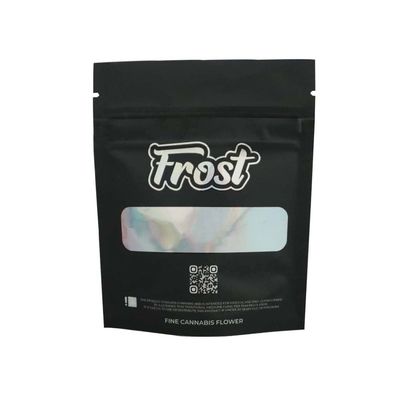 Customizable Matte Black Childproof Mylar Pouches with Clear Window