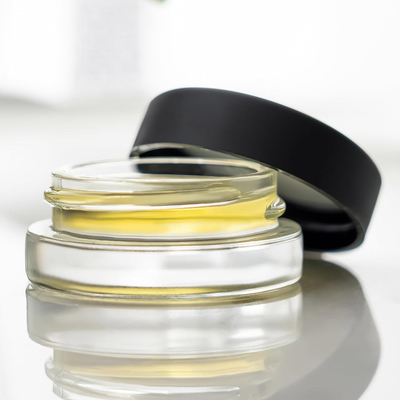 7ml Low Profile Thick Cosmetic Glass Jars with Black Lids for Concentrate Oil Lip Balm Cream