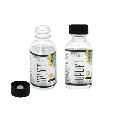 1oz 30ml Smell Leak Proof Airtight clear Round boston Glass Bottle with Black Screw Lid for Essential Oil Liquid Medicine Liquid