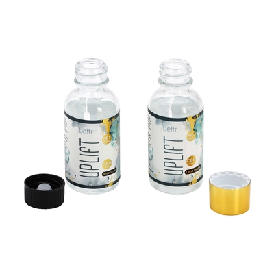 Custom Sticker 1oz 30ml clear boston Glass Bottle with Screw Lid for Whiskey Vodka Shot Liquid Beverage Essential Oil Liquior